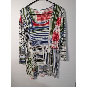 Parsley & Sage Size Large Women’s Artsy Multicolor Tunic Top Boho Rayon Stretch